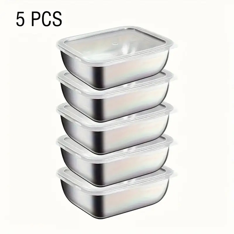 Meal Prep Ideas - 5-delige roestvrijstalen voedselbewaarcontainers, stapelbare maaltijdvoorbereidingsdozen voor