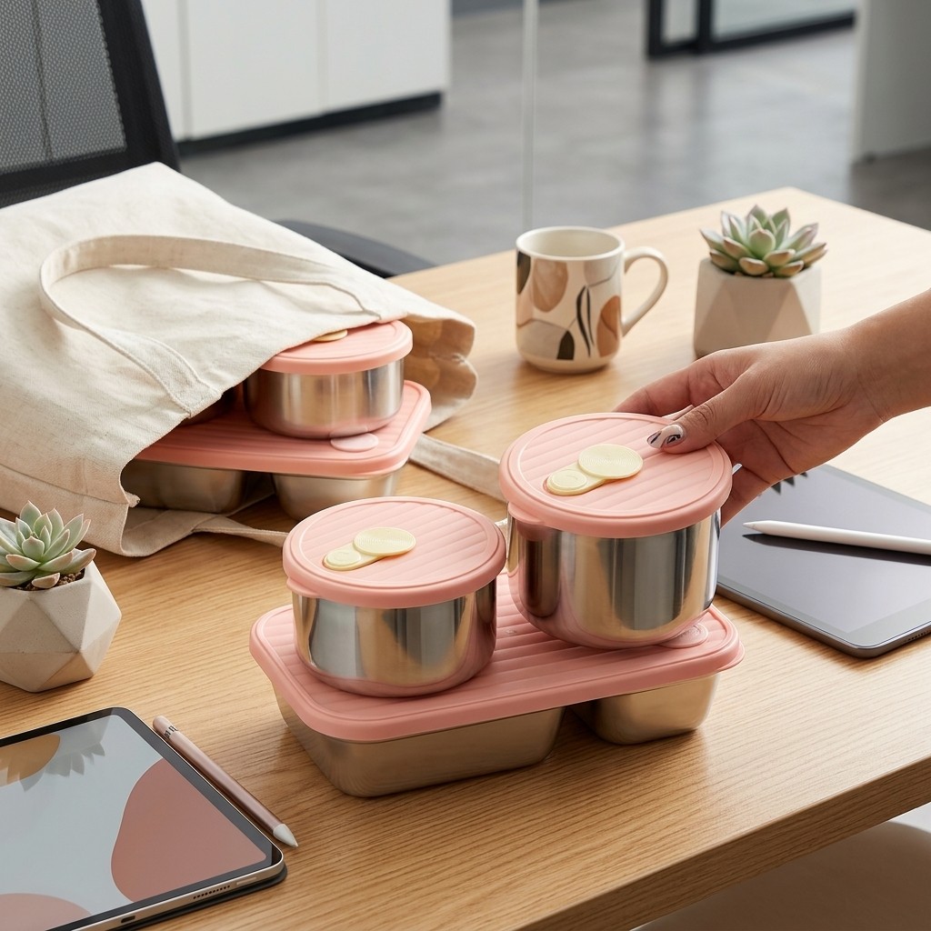 Meal Prep Ideas - Microgolfbestendige 304 roestvrijstalen lunchbox set, bentobox,
