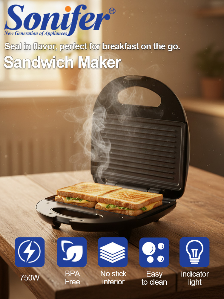 Breakfast Sandwich Press - Sandwichmaker Sonifer SF-6173 750W Non Stick