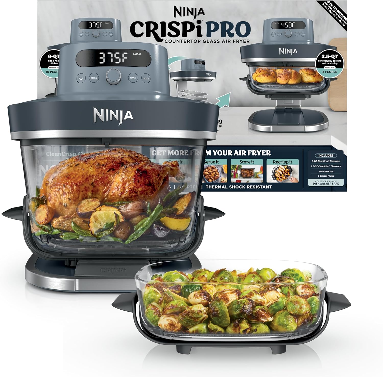 Meal Prep Microwave - Ninja Crispi Pro 6-in-1 glazen heteluchtfriteuse