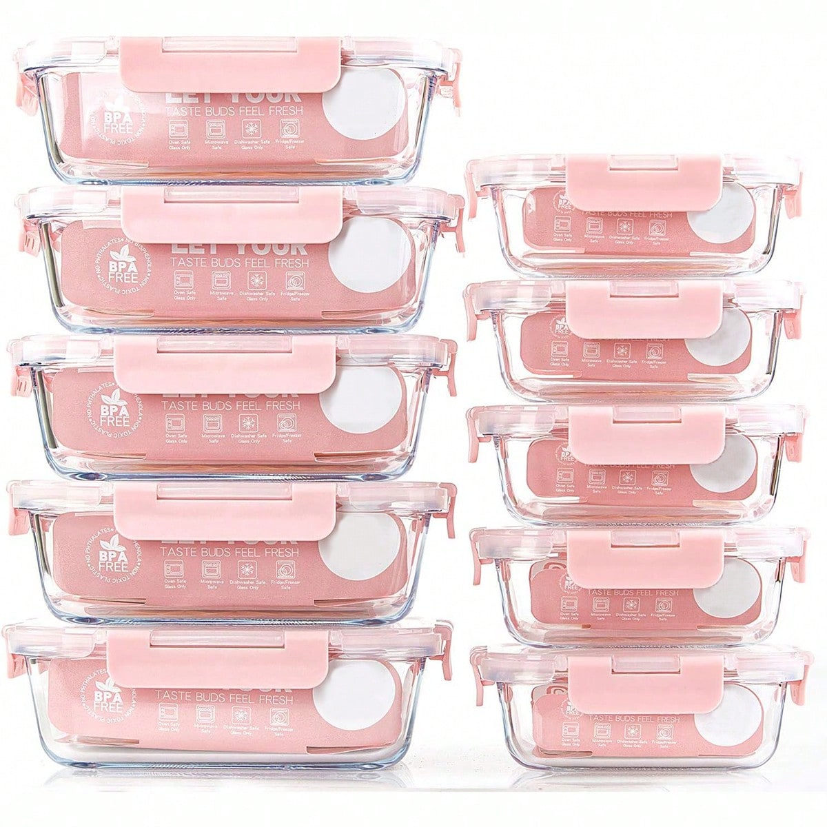 Meal Prep Ideas - 10-delige glazen voorraaddozen voor maaltijdvoorbereiding, voedselbewaarcontainers
