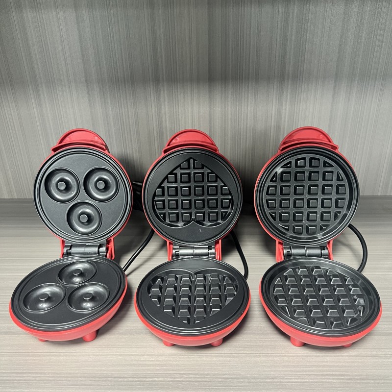 Breakfast Sandwich Press - Multifunctionele mini-wafelmaker in hartvorm, dubbelzijdig verwarmd,