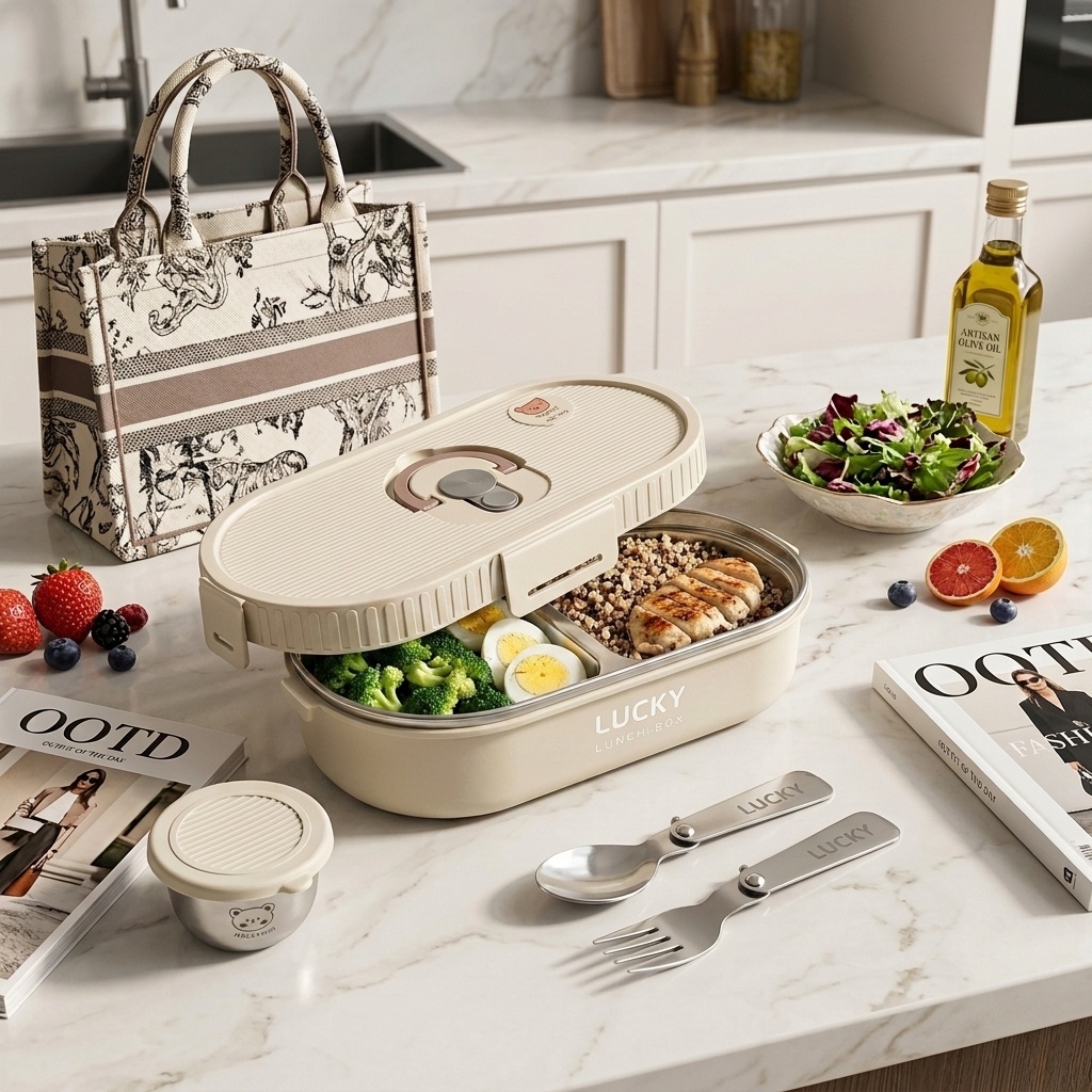 Meal Prep Microwave - Microgolfbestendige 304 roestvrijstalen bento lunchbox set,