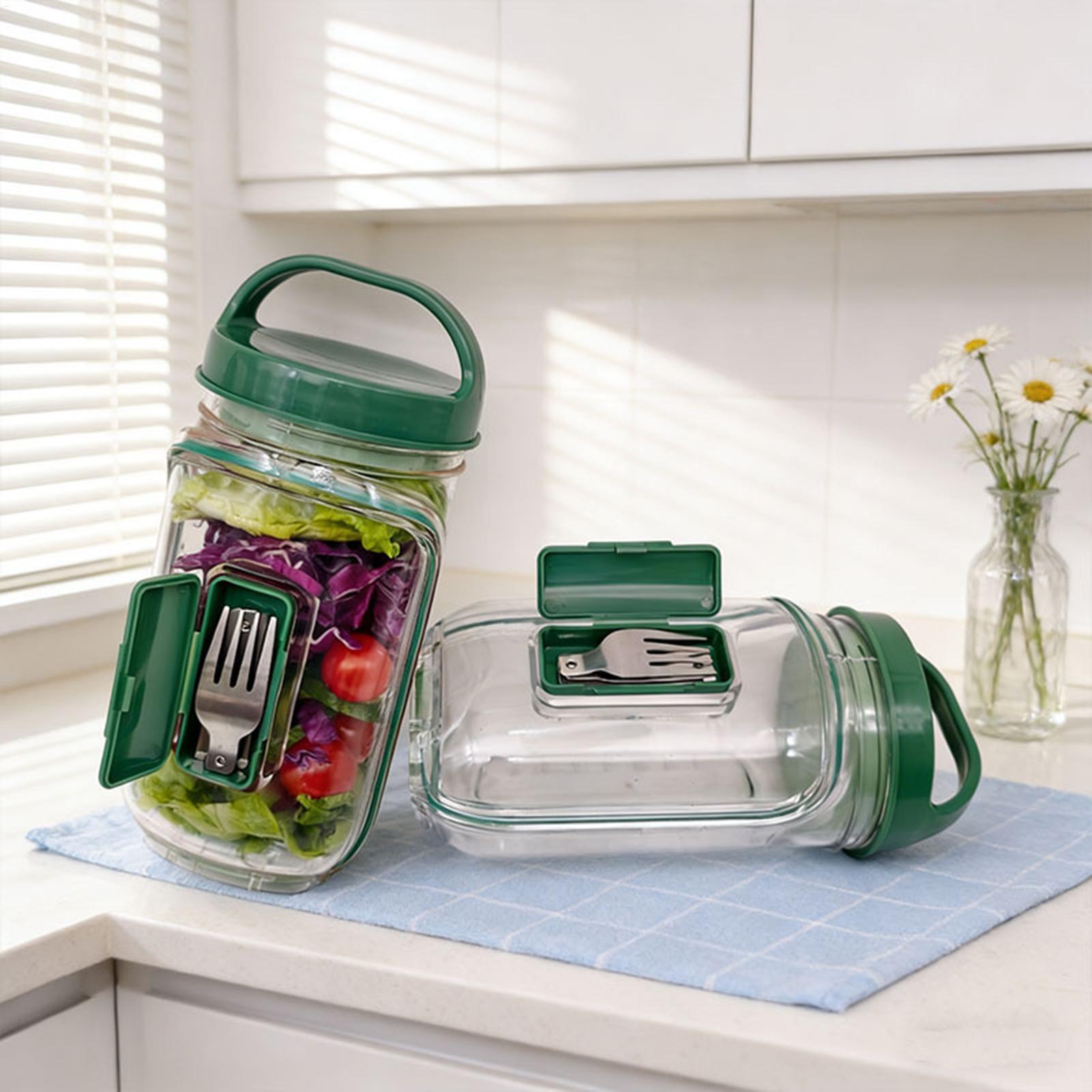 Meal Prep Jar Salad - 1000ml Lekvrije Saladecontainer Saladepot met Zijopening