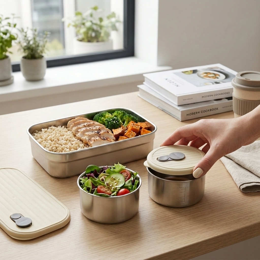 Meal Prep Ideas - Magnetronbestendige 304 roestvrijstalen bento box set,