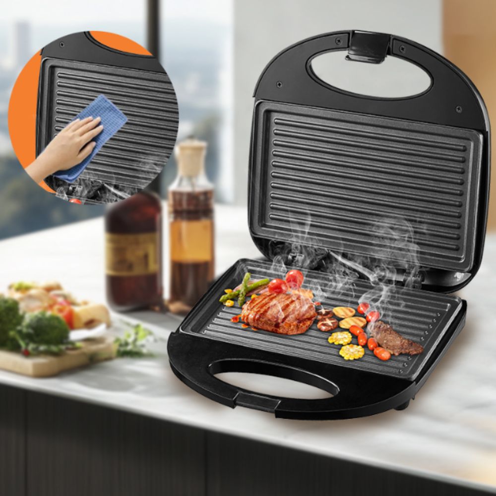 Breakfast Sandwich Press - Multifunctionele ontbijtmaker met dubbelzijdige verwarming, antiaanbaklaag,