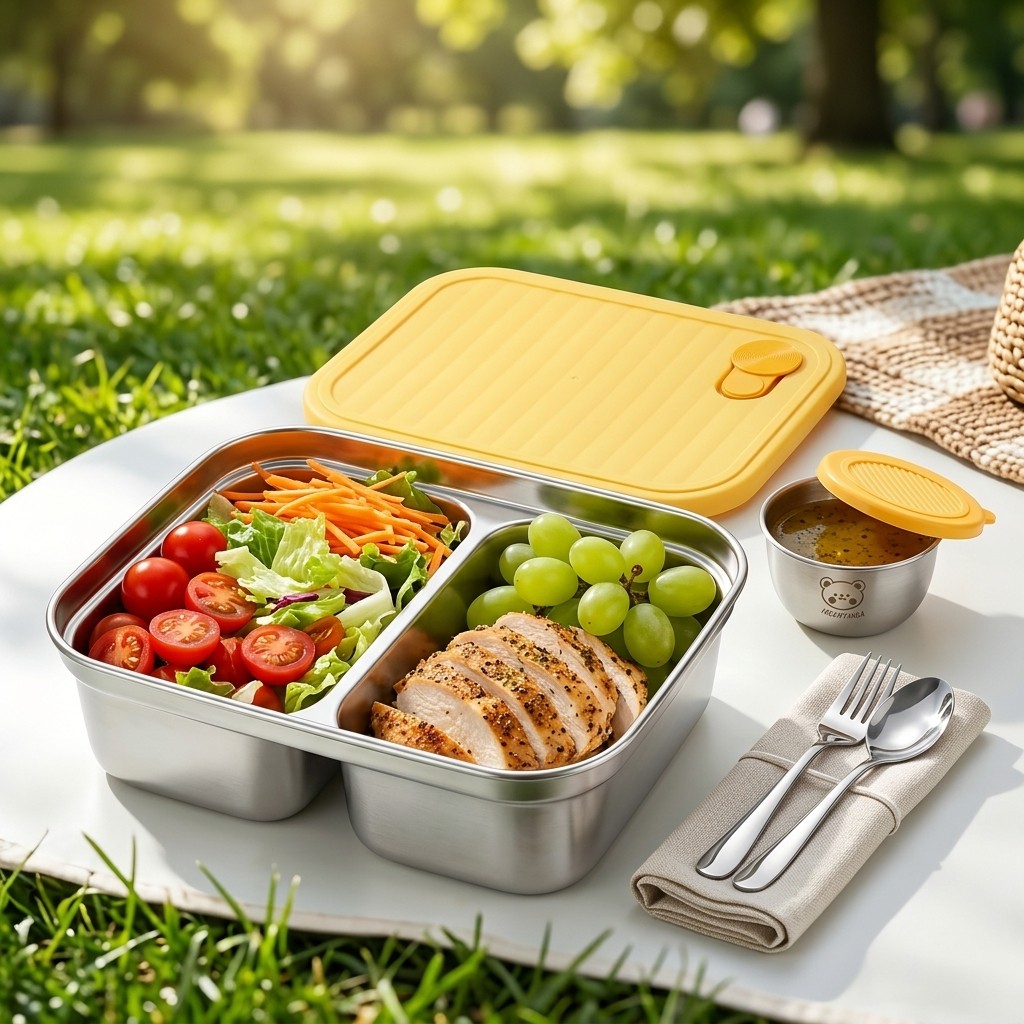 Meal Prep Microwave - 304 roestvrijstalen lunchcontainer, draagbare, afgesloten lunchbox